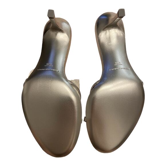 Alexander Wang Lucienne 65 Strappy Slide Sandals Leather Metallic Silver 36.5 - Picture 12 of 14